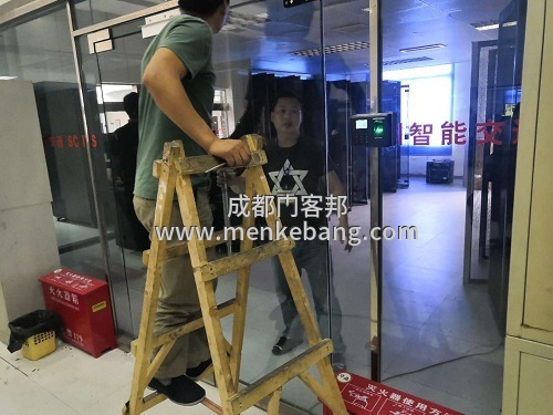 玻璃門裝門禁,雙開門玻璃加裝門禁,無框玻璃門門禁